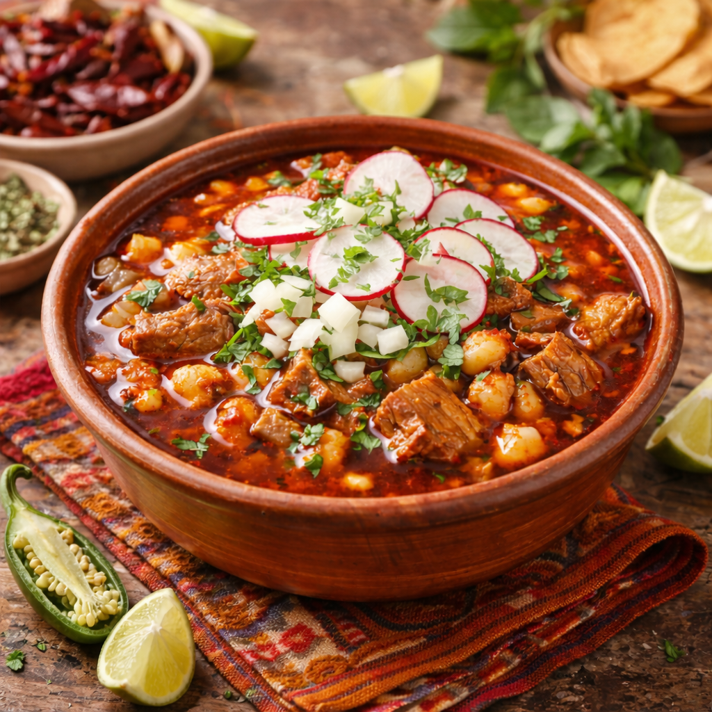 Photo of Traditional Mexican Pozole Rojo (Pork &amp; Hominy Stew) recipe