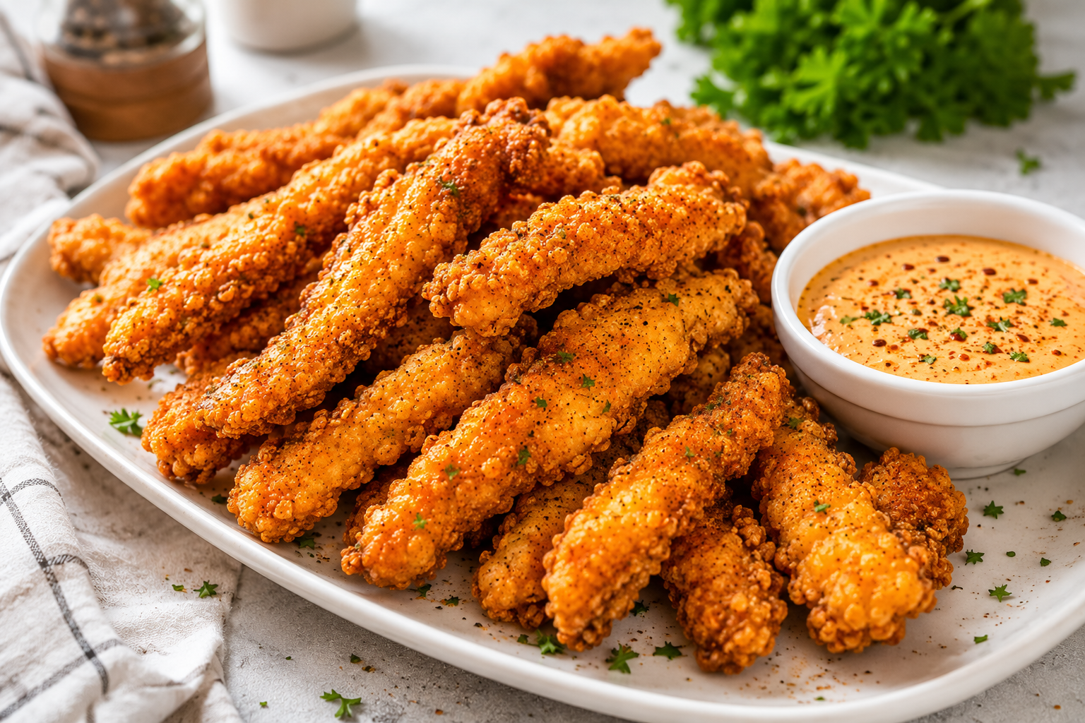 Photo of Crispy Fried Chicken Fries Recipe with Zesty Dipping Sauce recipe
