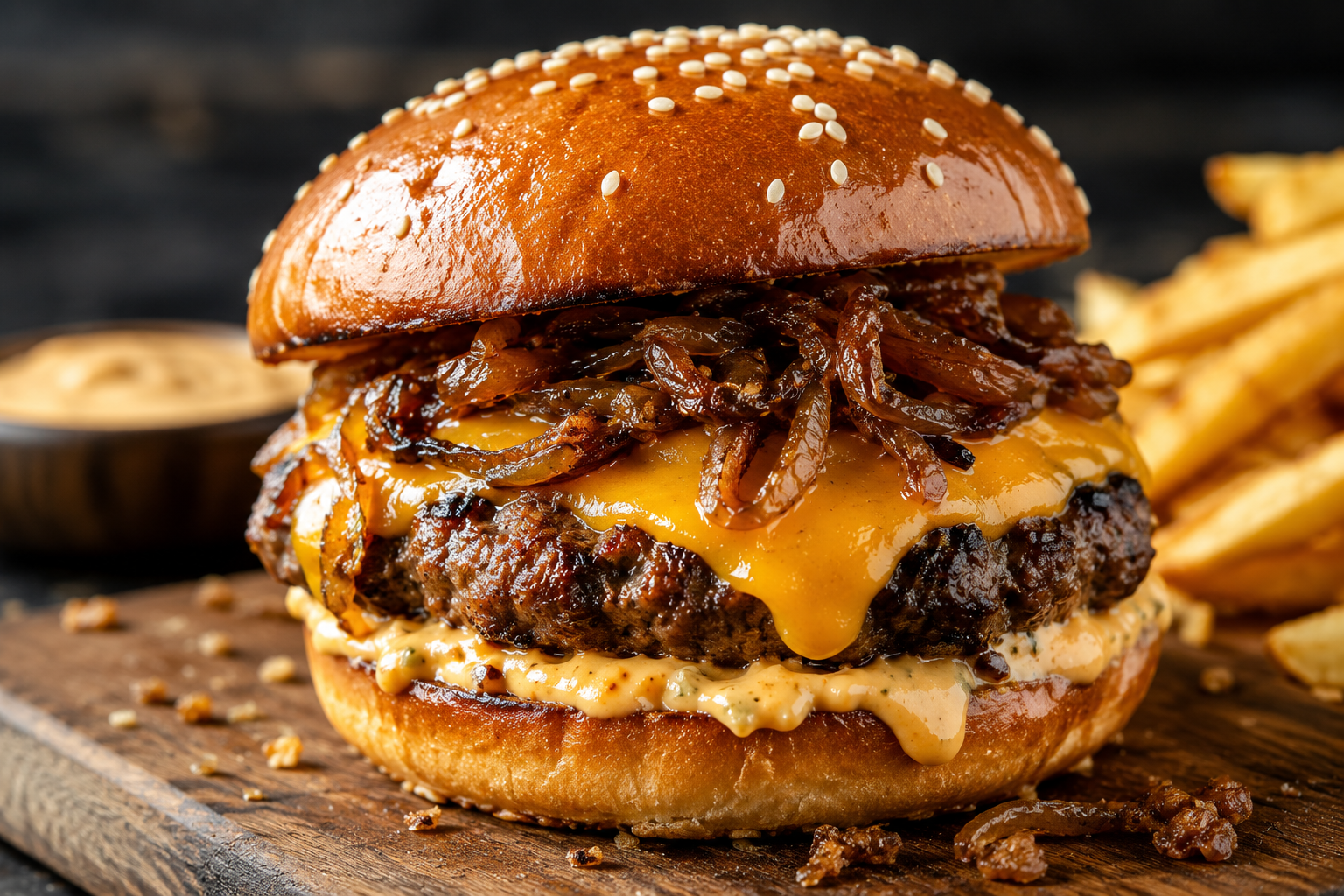 Photo of Caramelized Onion & Cheddar Crack Burger recipe