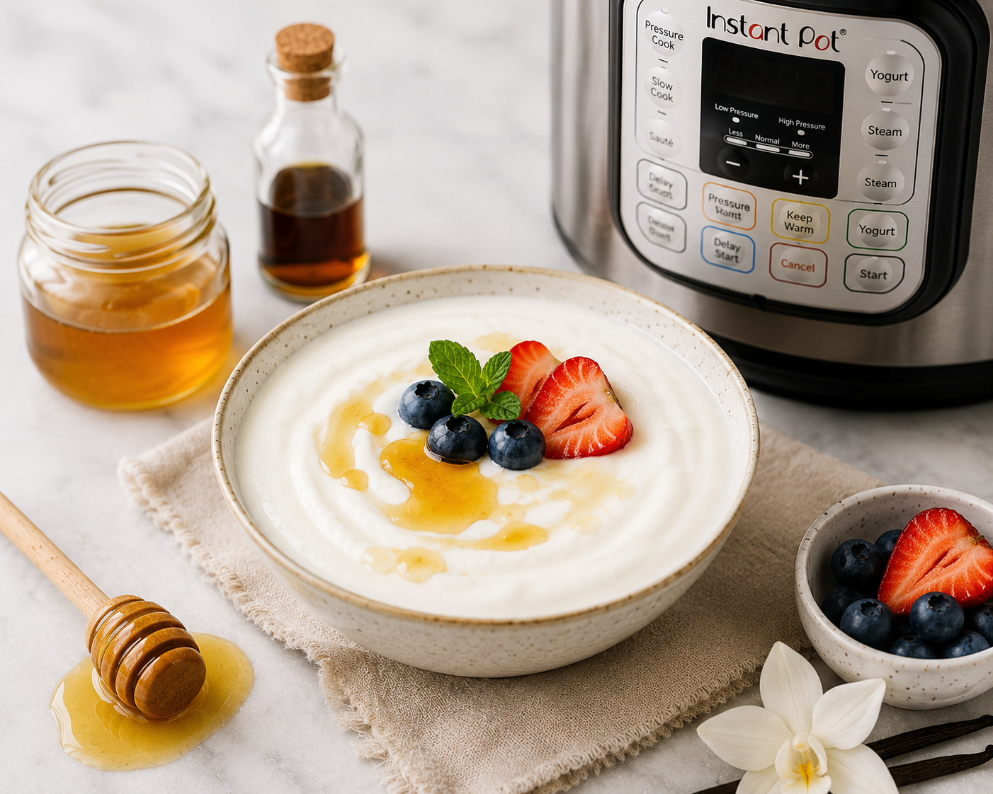 Photo of Creamy Instant Pot Yogurt Recipe with Honey & Vanilla recipe