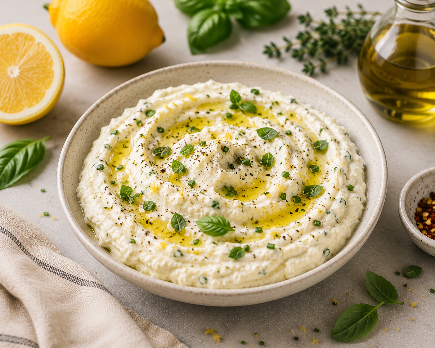 Photo of Whipped Ricotta Recipe with Lemon, Herbs & Olive Oil recipe