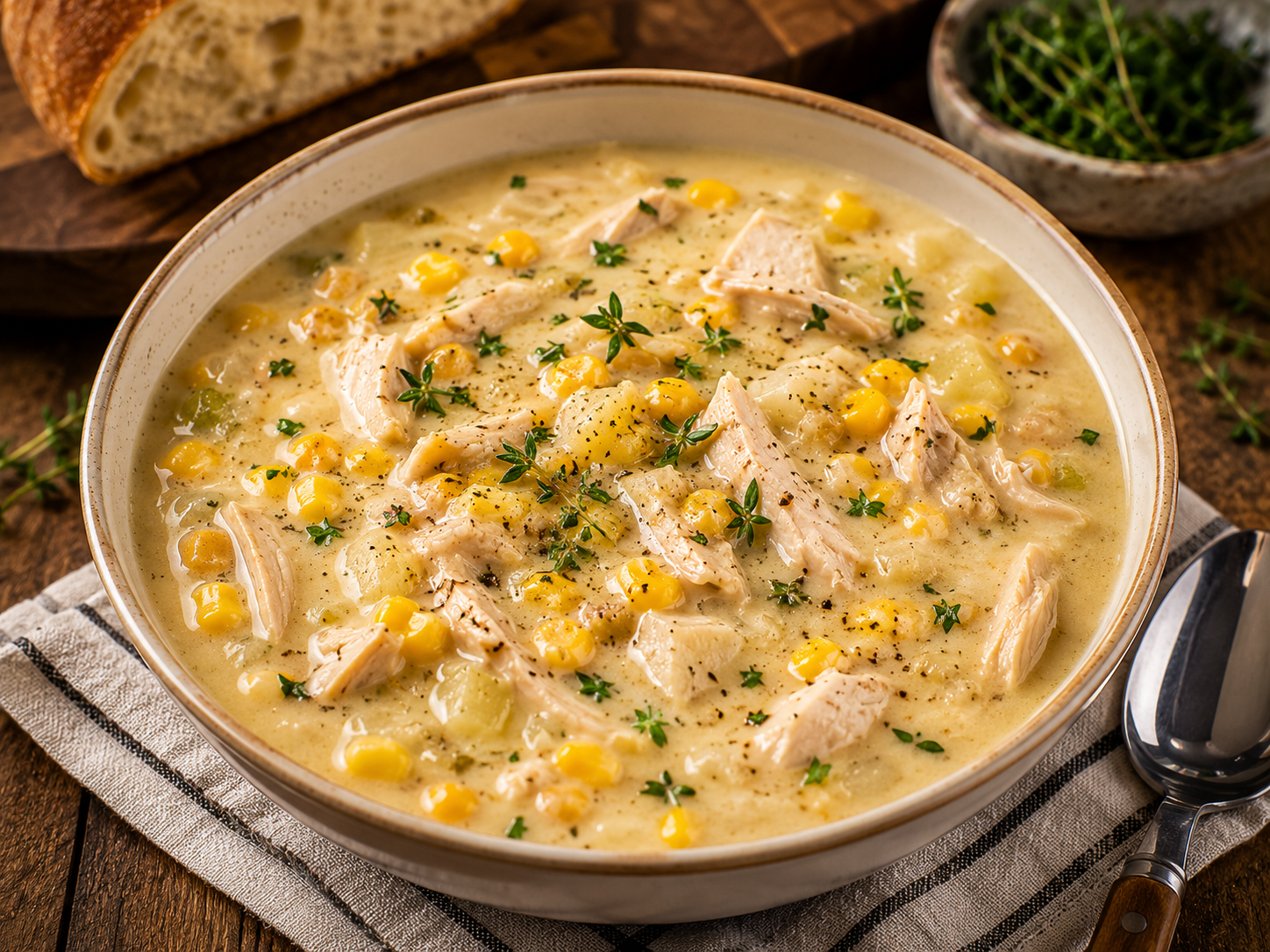 Photo of Creamy White Chicken & Sweet Corn Stew recipe