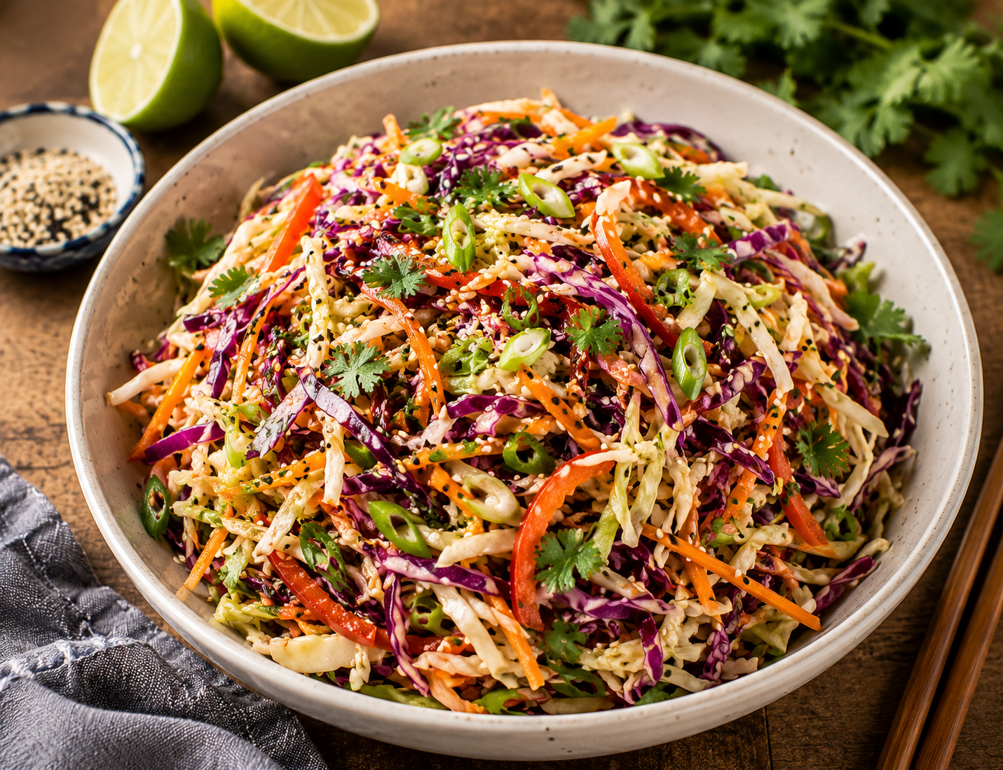 Photo of Bright Asian Slaw Recipe with Tangy Sesame-Lime Dressing recipe