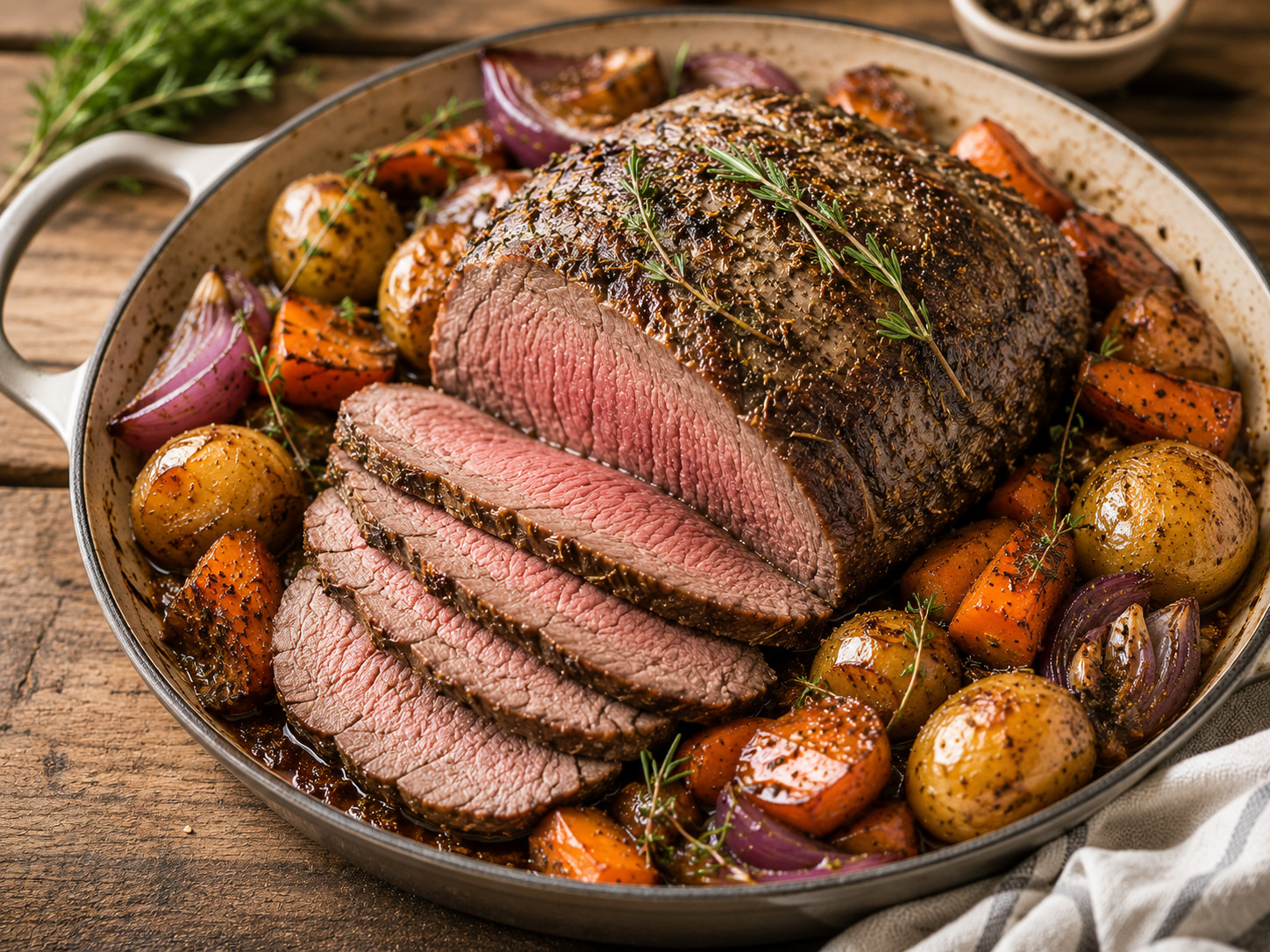 Photo of Recipes for Beef Round Rump Roast — Herbed Pan-Roast with Vegetables recipe